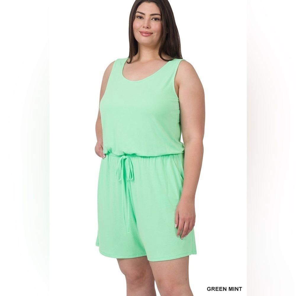 ZENANA PLUS SLEEVELESS ROMPER WITH POCKETS